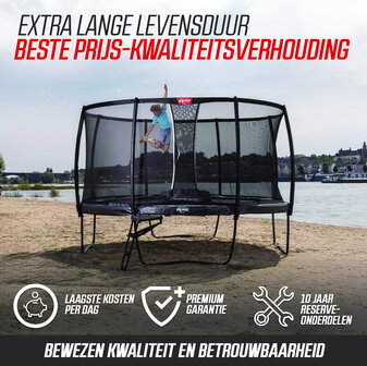 BERG trampoline Grand Ovaal Champion Regular 520X350 Zwart + Safety Net Deluxe