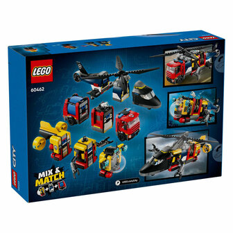 LEGO City 60462 Helikopter, Brandweerauto en Onderzeeer Remix