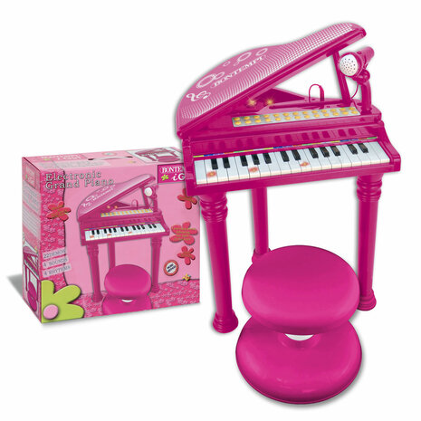 Bontempi Piano met Microfoon en Krukje Roze