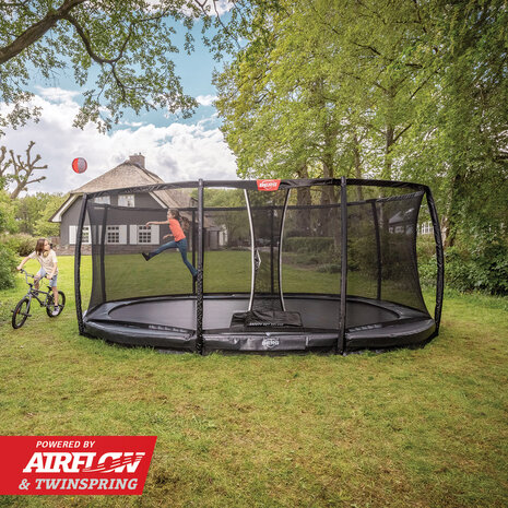 BERG trampoline Grand Ovaal Champion InGround 520X350 Groen + Safety Net DLX XL