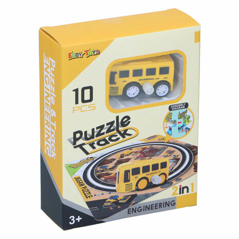 2-in-1 Spoorpuzzel met Auto, 9st.