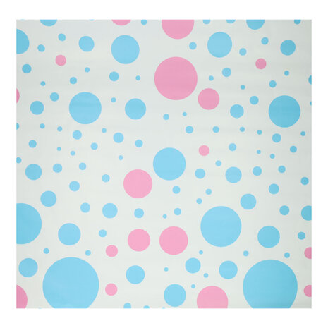 Cadeaupapier Blauw/Roze Stippen, 4mtr.