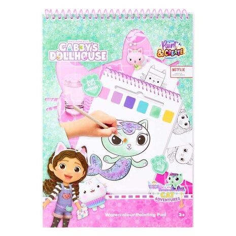 Gabby's Dollhouse Water Verfset Boek - incl Kwast
