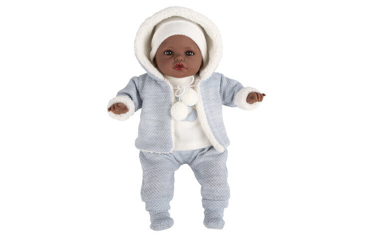 Moedig Susteen Inhalen Arias baby pop Saira donker meisje gekleed 42 cm - Speelgoed de Betuwe