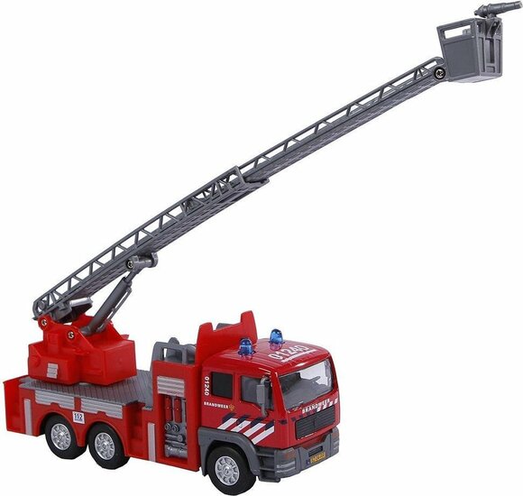 Kids Globe brandweer ladderwagen NL die cast pb licht geluid 16cm