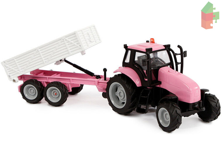 De schuld geven kalligrafie speelgoed Kids-Globe-tractor-met-aanhanger-die-cast-frictie-licht-geluid-roze -  Speelgoed de Betuwe