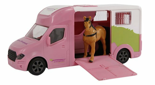 Kids Globe Set Paardenstal Schaal 1:32 + Anemone Paardentruck Roze