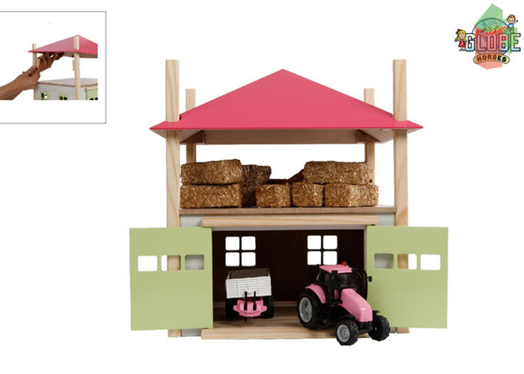 Kids Globe Hooiberg Hout Met Berging 1:32 32X35X45 Roze