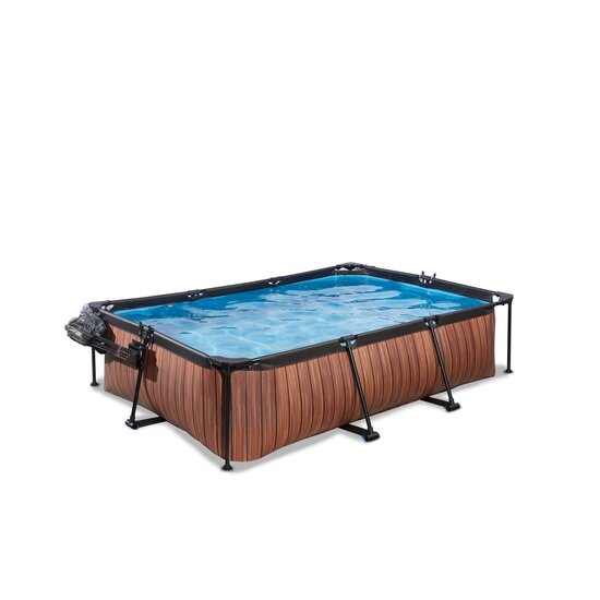 2de kans Zwembad Exit Frame Pool 220X150X60Cm (12V Cartridge Filter) Timber Style + Overkapping
