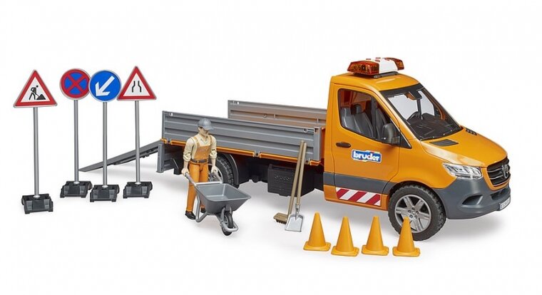 Bruder MB Sprinter gemeentewerken + figuur/acc