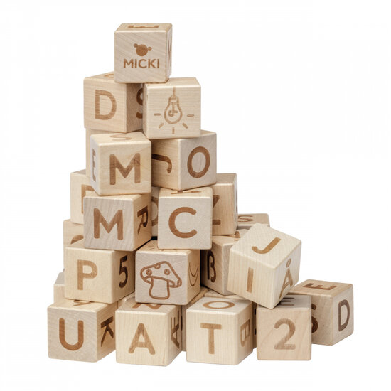 Springplank Verplaatsing onbekend Micki Premium houten blokken alfabet (36 st) - Speelgoed de Betuwe