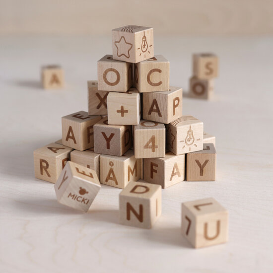 Springplank Verplaatsing onbekend Micki Premium houten blokken alfabet (36 st) - Speelgoed de Betuwe