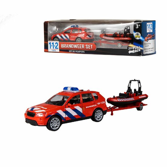 Fascineren serie Proficiat 112 Brandweerauto + Boot 1:43 + licht/geluid - Speelgoed de Betuwe