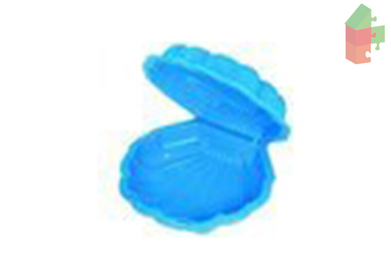 Zandbak schelp en plastic schep 50 cm lang blauw