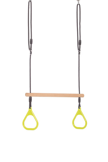 Houten ringtrapeze met kunststof ringen - Lime