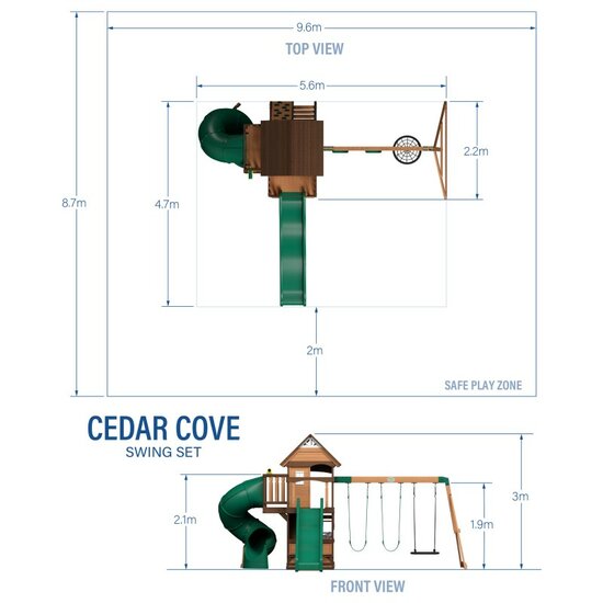 Cedar Cove Speeltoren met Schommels, Glijbanen en Uitkijktoren