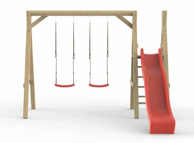 toenemen salto levend Houten schommel dubbel swing + platfrom Prestige Garden glijbaan rood -  Speelgoed de Betuwe