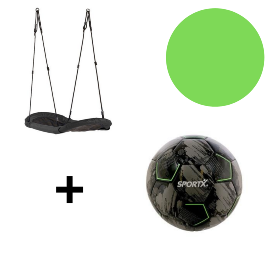 Ligschommel Grandoh Zwart + Voetbal Sportx Bal Grey-Black 330-350