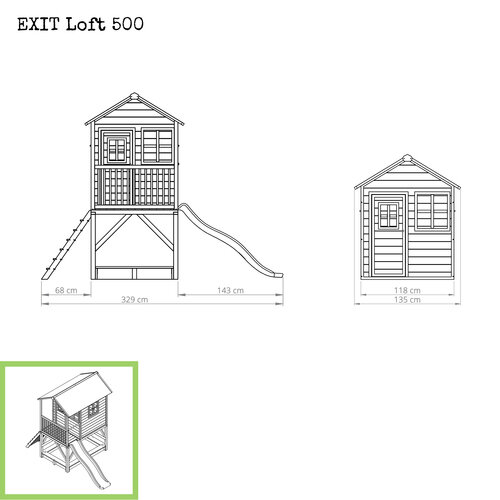 EXIT Loft 500 houten speelhuis - naturel