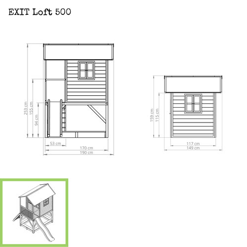 EXIT Loft 500 houten speelhuis - naturel