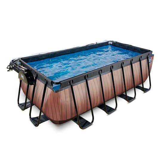 Zwembad Exit Frame Pool 4X2X1.22M (12V Zandfilter) Timber Style + Overkapping + Warmtepomp