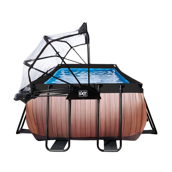 Zwembad Exit Frame Pool 4X2X1.22M (12V Zandfilter) Timber Style + Overkapping + Warmtepomp