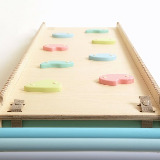 Houten Activiteiten Kubus met Klimwand Pastel