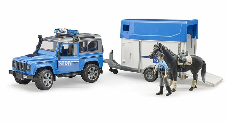 Bruder Politie Land Rover Defender Paardentrailer