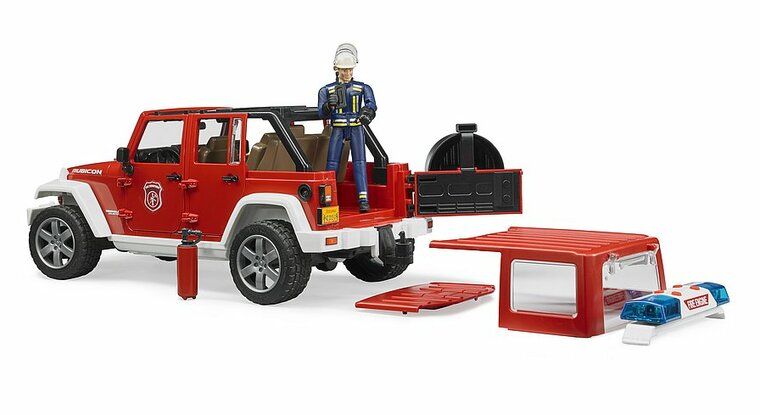 Bruder Jeep Wrangler Brandweer + Speelfiguur