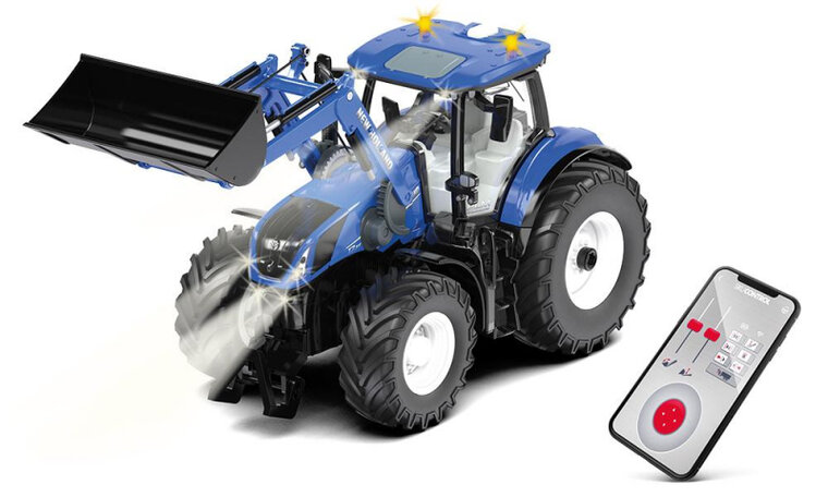 Siku Control New Holland T7.315 met frontlader en besturing via de app (1:32)