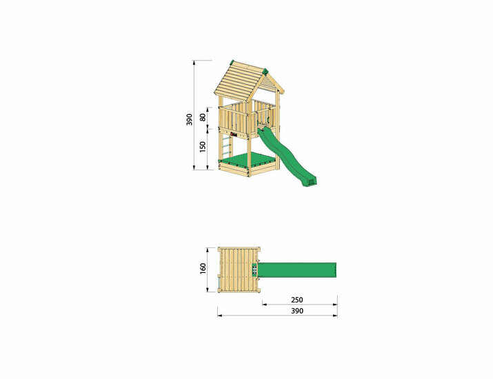 Hy-Land P2 Speeltoestel Grenenhout - Polyethyleen Glijbaan