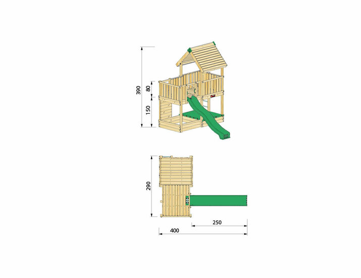 Hy-Land P3 Speeltoestel Grenenhout - Polyethyleen Glijbaan