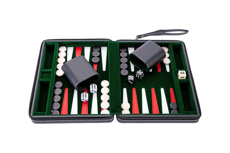 Longfield  Backgammon 9&#039;&#039; black zipper, groen/rood/wit