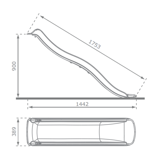 Glijbaan Tweeb met golf 175 cm - H900 Antraciet