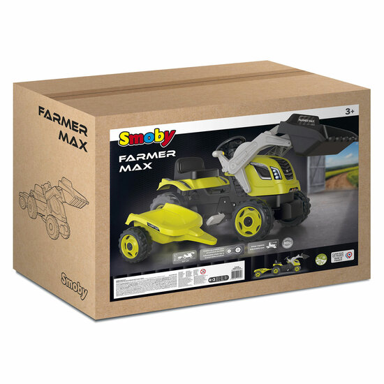 Smoby Farmer Max Traptractor met Trailer Groen