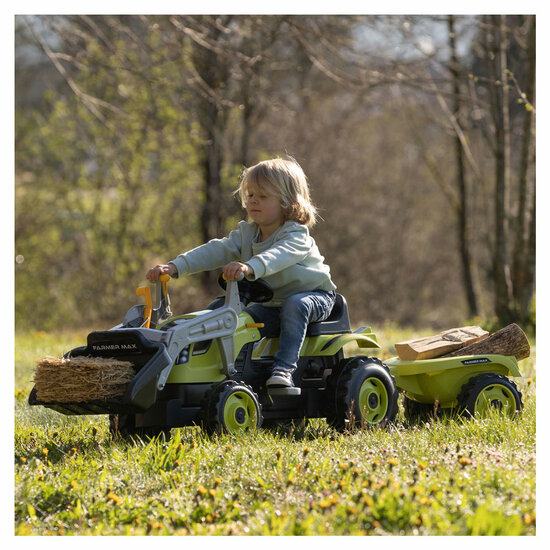 Smoby Farmer Max Traptractor met Trailer Groen