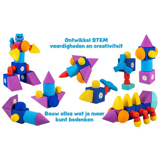 Blockaroo Magnetische Foam Blokken Builders Box, 50dlg.