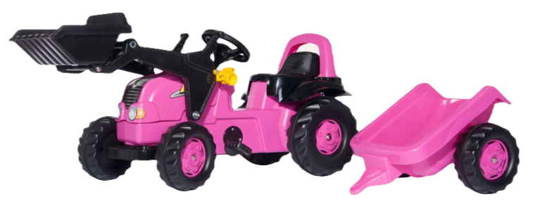 Rolly Toys Kid Junior roze met voorlader en aanhanger
