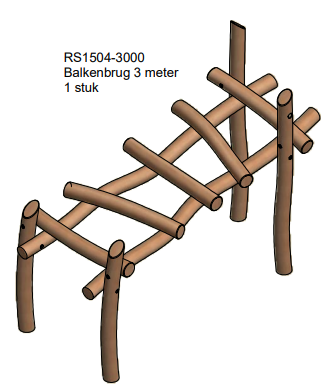 Robinia balkenbrug voor openbaar gebruik 200/300/400 cm