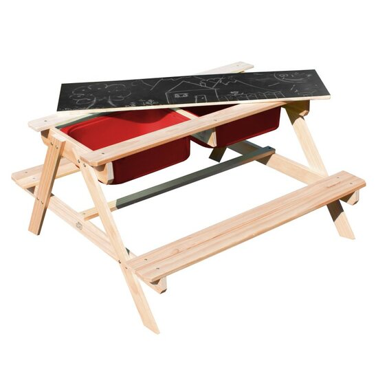Dual Top 2.0 Zand &amp; Water Picknicktafel met rode bakken