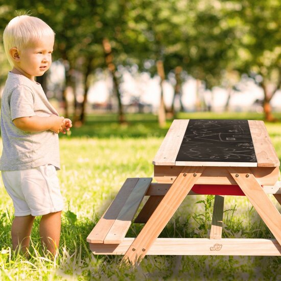Dual Top 2.0 Zand &amp; Water Picknicktafel met rode bakken