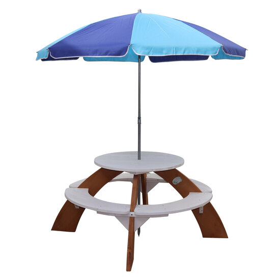 AXI Orion Picknicktafel Grijs/wit - Parasol Blauw