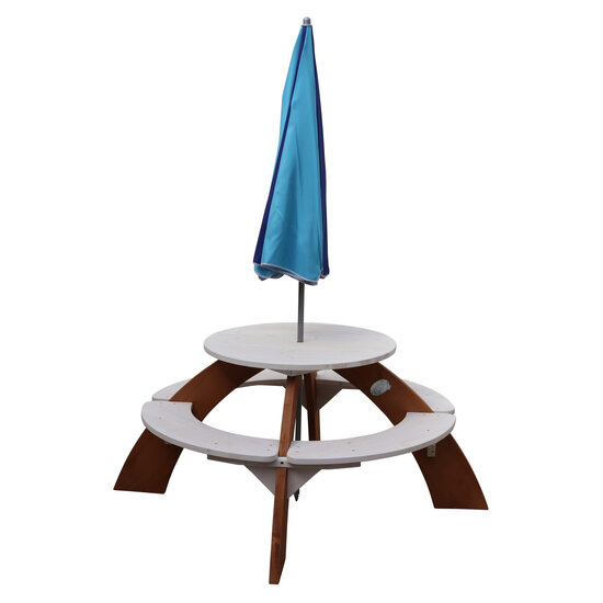 AXI Orion Picknicktafel Grijs/wit - Parasol Blauw