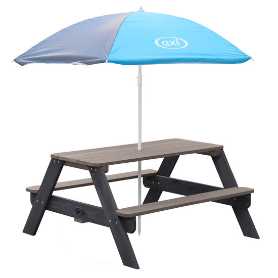 AXI Nick Picknicktafel Antraciet/grijs - Parasol Blauw/grijs