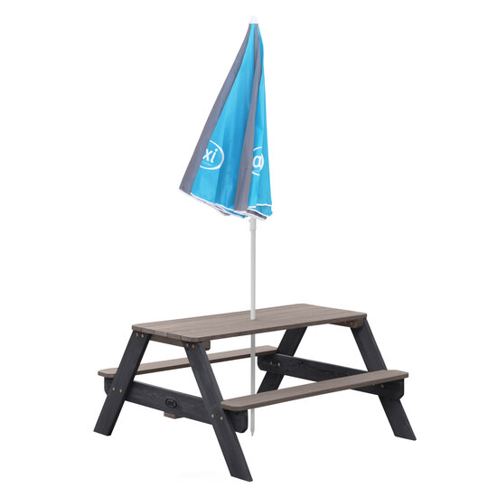 AXI Nick Picknicktafel Antraciet/grijs - Parasol Blauw/grijs