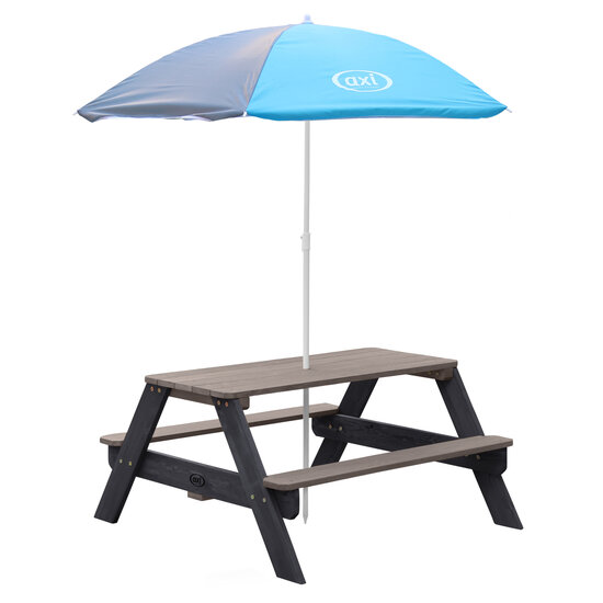 AXI Nick Picknicktafel Antraciet/grijs - Parasol Blauw/grijs