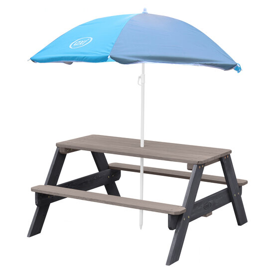 AXI Nick Picknicktafel Antraciet/grijs - Parasol Blauw/grijs