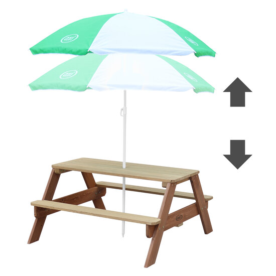 AXI Nick Picknicktafel Bruin - Parasol Groen/wit