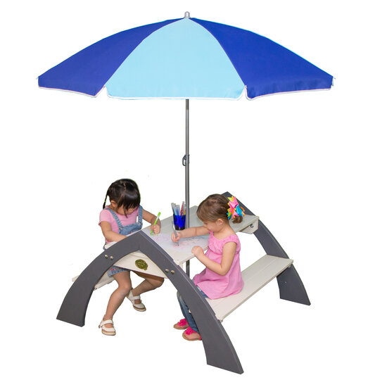 AXI Kylo XL Picknicktafel Grijs/wit - Parasol Blauw