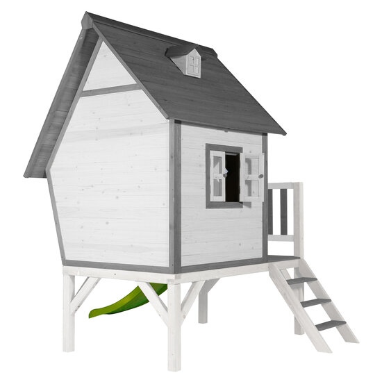 AXI Cabin XL Speelhuis Grijs/wit - Limoen groene Glijbaan
